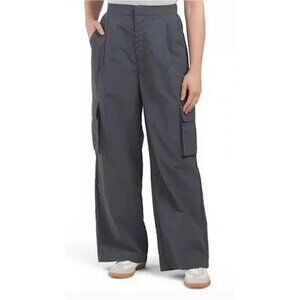 Wilo Parachute Fly Cargo Pants Gunmetal Gray Wide Leg Pleated S/M‎ NWT
